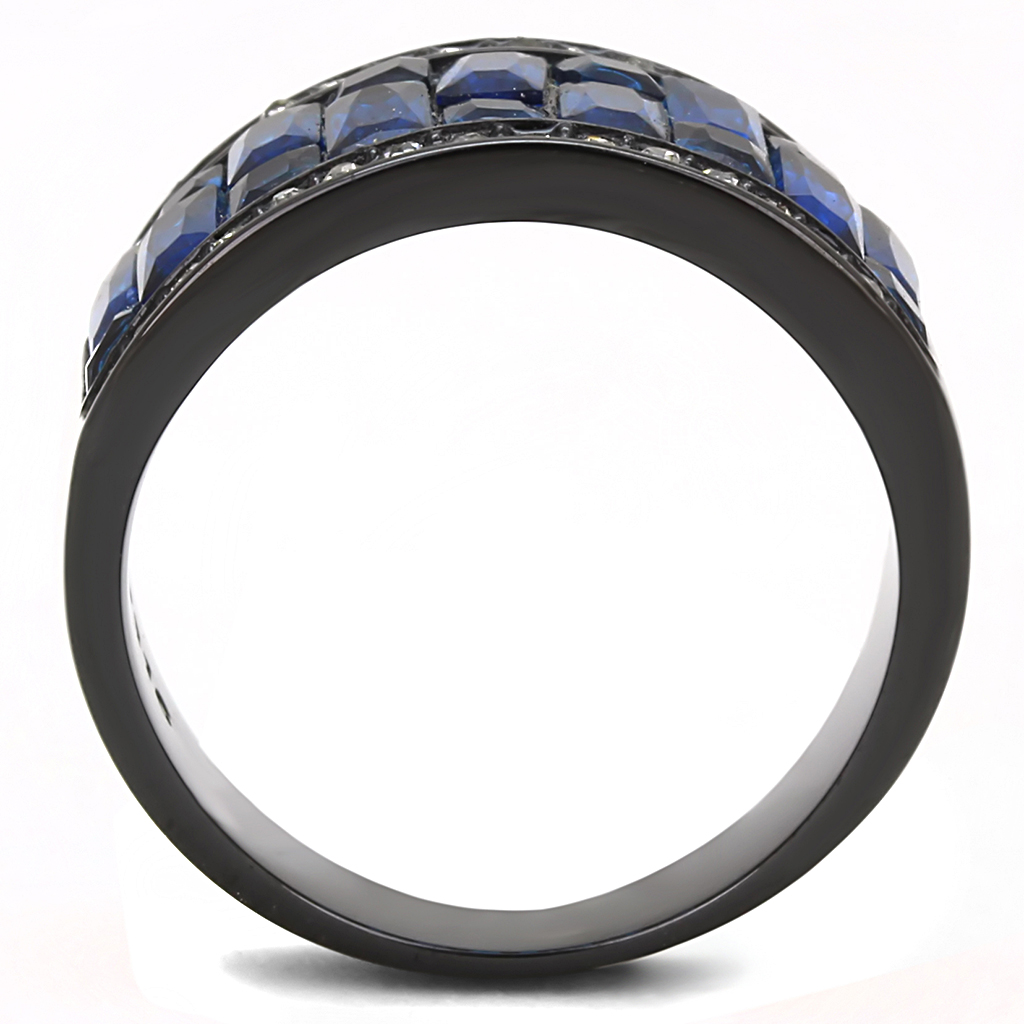 TK3058 - Stainless Steel Ring IP Black(Ion Plating) Women Synthetic Montana