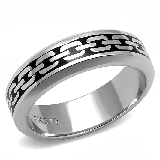 TK3061 - Stainless Steel Ring High polished (no plating) Women Epoxy Jet