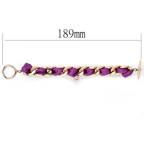 TK3065 - Stainless Steel Bracelet IP Rose Gold(Ion Plating) Women Top Grade Crystal Rose