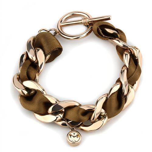 TK3066 - Stainless Steel Bracelet IP Rose Gold(Ion Plating) Women Top Grade Crystal Light Peach