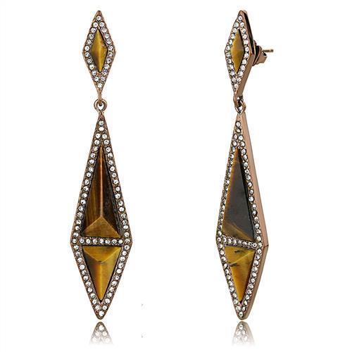 TK3071 - Stainless Steel Earrings IP Coffee light Women Synthetic Topaz