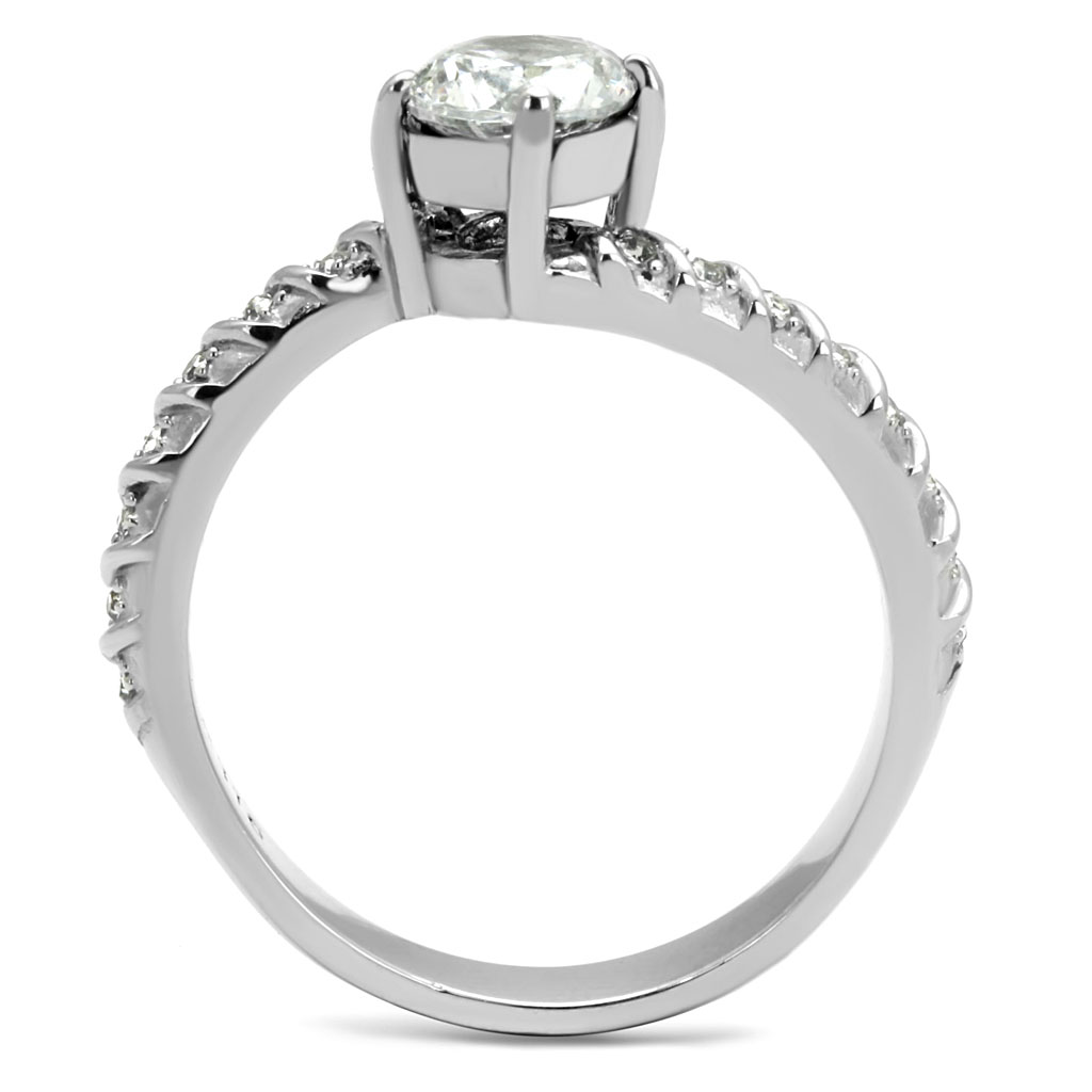 TK3094 - Stainless Steel Ring High polished (no plating) Women AAA Grade CZ Clear