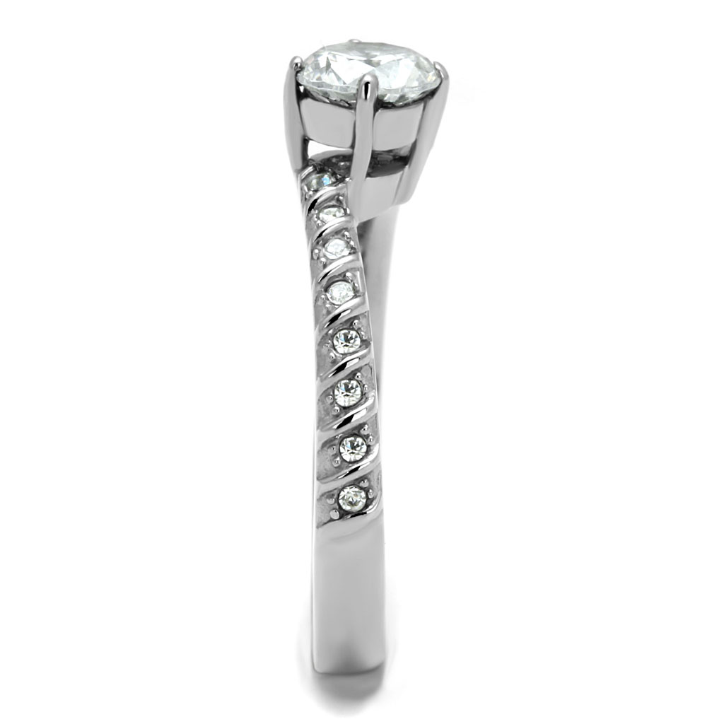 TK3094 - Stainless Steel Ring High polished (no plating) Women AAA Grade CZ Clear