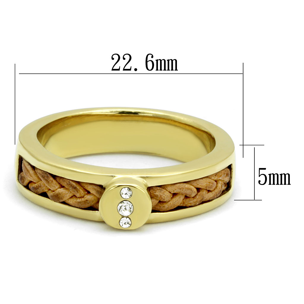 TK3096 - Stainless Steel Ring IP Gold(Ion Plating) Women Top Grade Crystal Clear