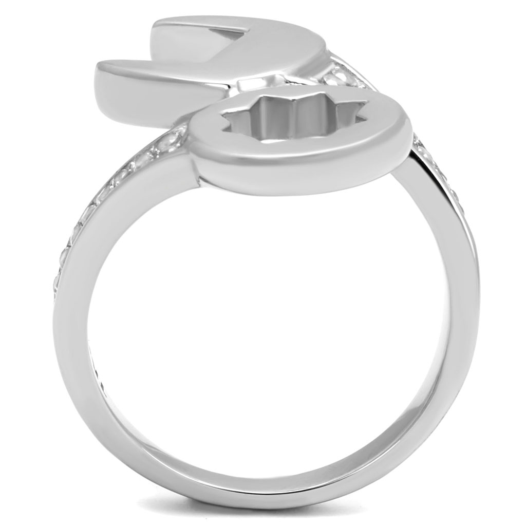 TK3097 - Stainless Steel Ring High polished (no plating) Men AAA Grade CZ Clear