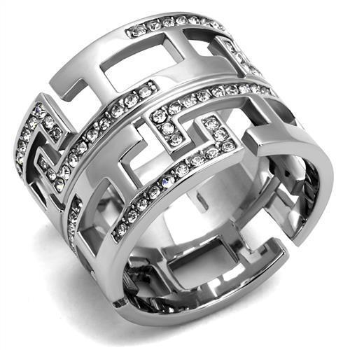 TK3105 - Stainless Steel Ring High polished (no plating) Women Top Grade Crystal Clear