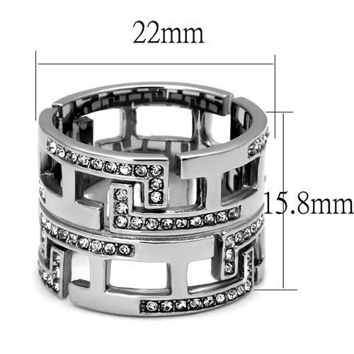 TK3105 - Stainless Steel Ring High polished (no plating) Women Top Grade Crystal Clear