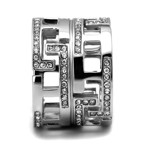 TK3105 - Stainless Steel Ring High polished (no plating) Women Top Grade Crystal Clear