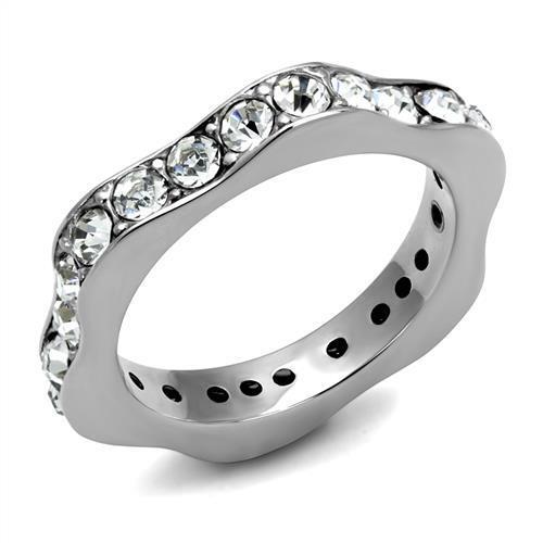 TK3106 - Stainless Steel Ring High polished (no plating) Women Top Grade Crystal Clear