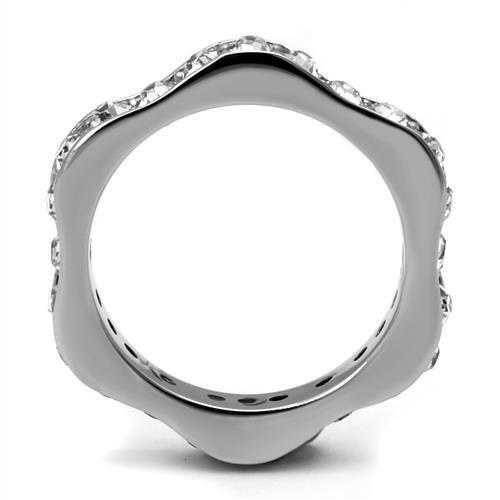 TK3106 - Stainless Steel Ring High polished (no plating) Women Top Grade Crystal Clear