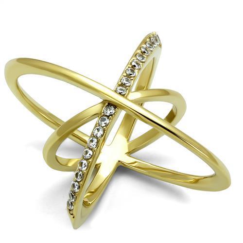 TK3109 - Stainless Steel Ring IP Gold(Ion Plating) Women AAA Grade CZ Clear