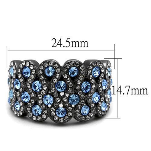 TK3111 - Stainless Steel Ring IP Light Black  (IP Gun) Women Top Grade Crystal Light Sapphire