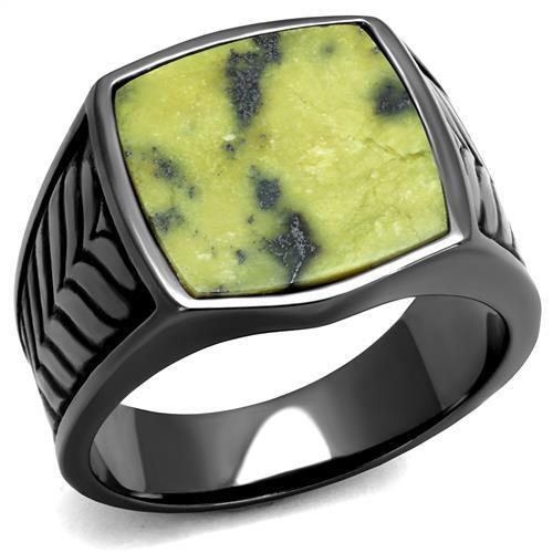 TK3112 - Stainless Steel Ring IP Light Black  (IP Gun) Men Semi-Precious Topaz