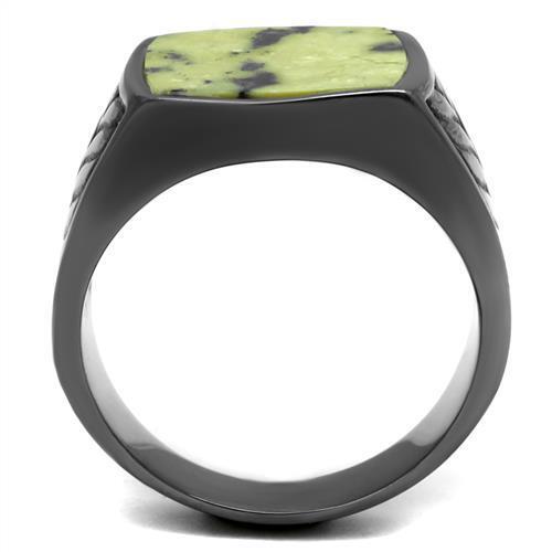 TK3112 - Stainless Steel Ring IP Light Black  (IP Gun) Men Semi-Precious Topaz