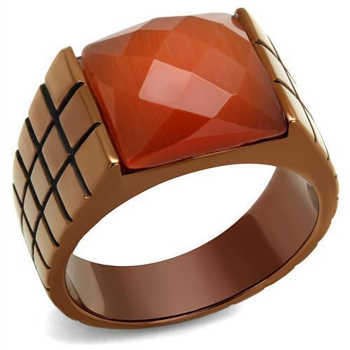 TK3114 - Stainless Steel Ring IP Coffee light Men Semi-Precious Orange