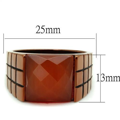 TK3114 - Stainless Steel Ring IP Coffee light Men Semi-Precious Orange