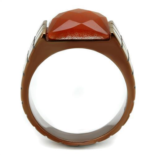 TK3114 - Stainless Steel Ring IP Coffee light Men Semi-Precious Orange