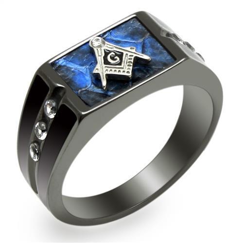 TK3116 - Stainless Steel Ring Two-Tone IP Black Men AAA Grade CZ Clear