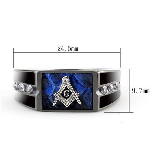 TK3116 - Stainless Steel Ring Two-Tone IP Black Men AAA Grade CZ Clear