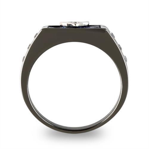 TK3116 - Stainless Steel Ring Two-Tone IP Black Men AAA Grade CZ Clear