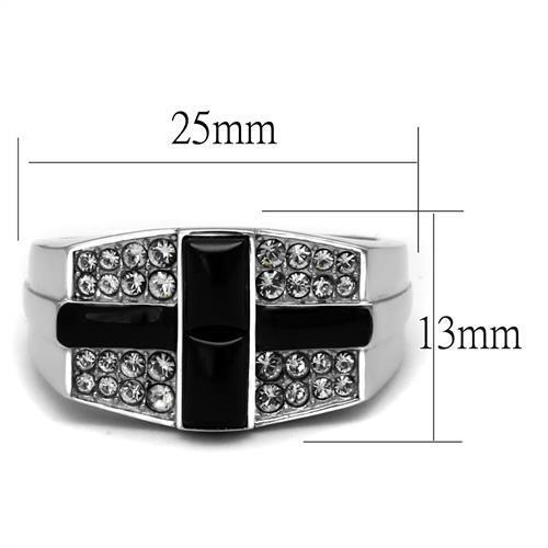 TK3117 - Stainless Steel Ring High polished (no plating) Men Semi-Precious Jet