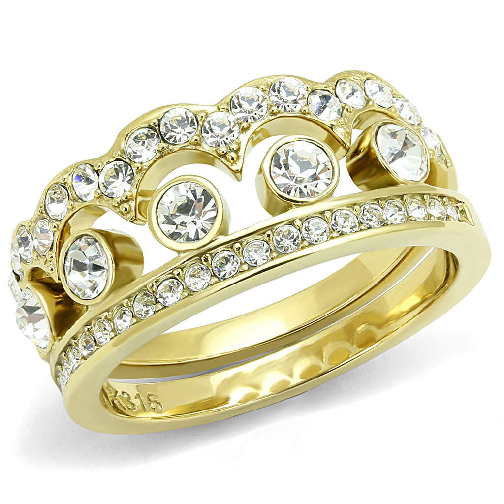 TK3123 - Stainless Steel Ring IP Gold(Ion Plating) Women Top Grade Crystal Clear