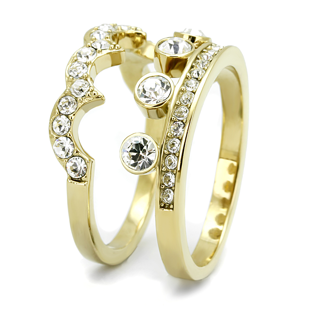 TK3123 - Stainless Steel Ring IP Gold(Ion Plating) Women Top Grade Crystal Clear