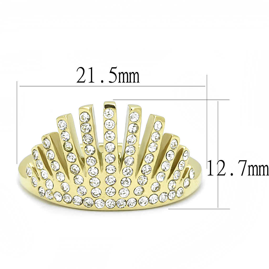 TK3128 - Stainless Steel Ring IP Gold(Ion Plating) Women Top Grade Crystal Clear