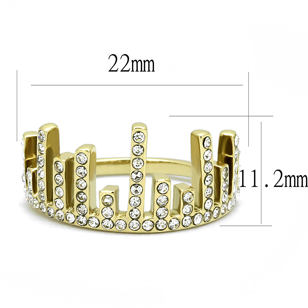 TK3129 - Stainless Steel Ring IP Gold(Ion Plating) Women Top Grade Crystal Clear