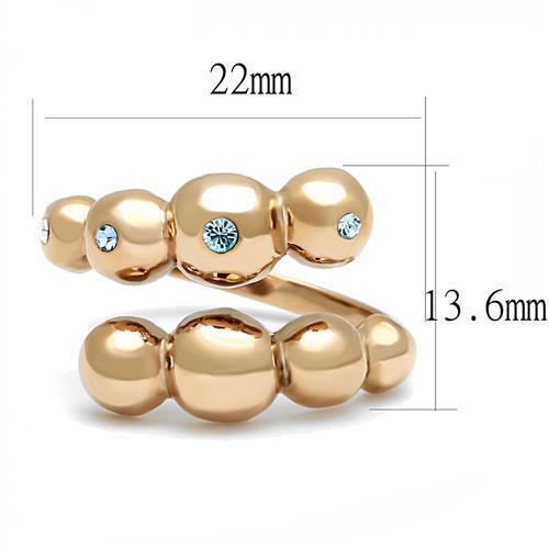 TK3131 - Stainless Steel Ring IP Rose Gold(Ion Plating) Women Top Grade Crystal Sea Blue