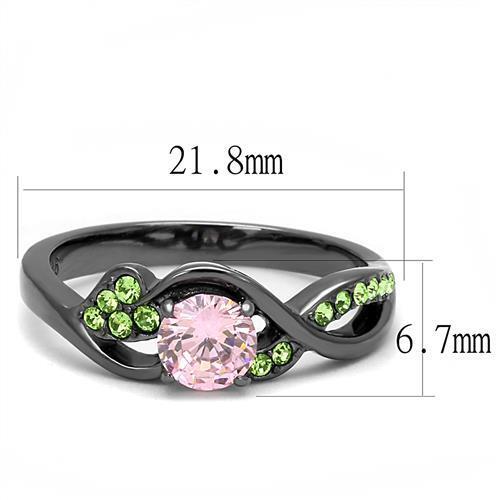 TK3132 - Stainless Steel Ring IP Light Black  (IP Gun) Women AAA Grade CZ Rose