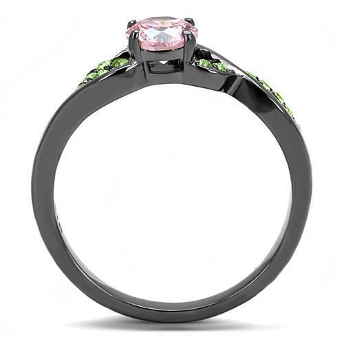 TK3132 - Stainless Steel Ring IP Light Black  (IP Gun) Women AAA Grade CZ Rose