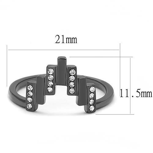 TK3135 - Stainless Steel Ring IP Light Black  (IP Gun) Women Top Grade Crystal Clear