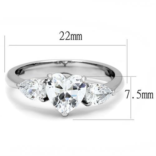 TK3138 - Stainless Steel Ring High polished (no plating) Women AAA Grade CZ Clear