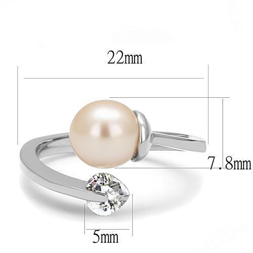 TK3139 - Stainless Steel Ring High polished (no plating) Women Synthetic Light Peach