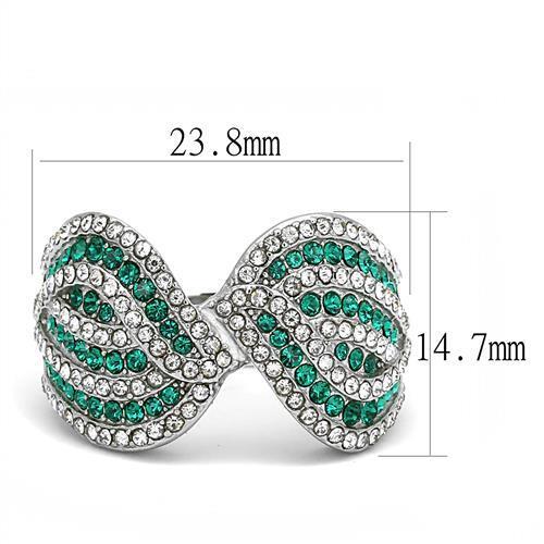 TK3142 - Stainless Steel Ring High polished (no plating) Women Top Grade Crystal Emerald