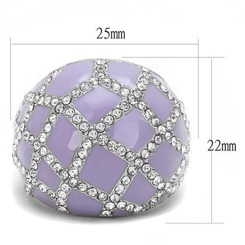 TK3143 - Stainless Steel Ring High polished (no plating) Women Top Grade Crystal Clear