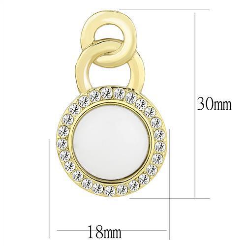 TK3152 - Stainless Steel Earrings IP Gold(Ion Plating) Women Synthetic White