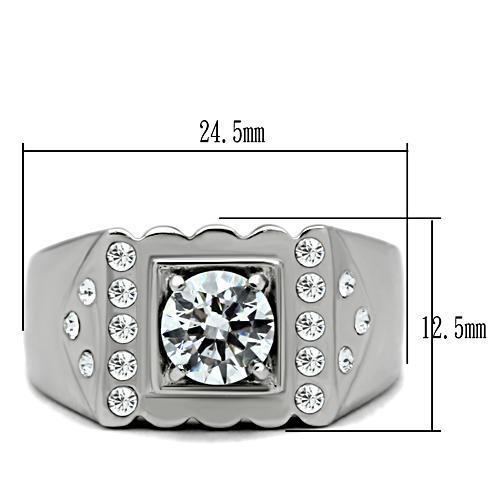 TK315 - Stainless Steel Ring High polished (no plating) Men AAA Grade CZ Clear