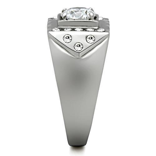 TK315 - Stainless Steel Ring High polished (no plating) Men AAA Grade CZ Clear