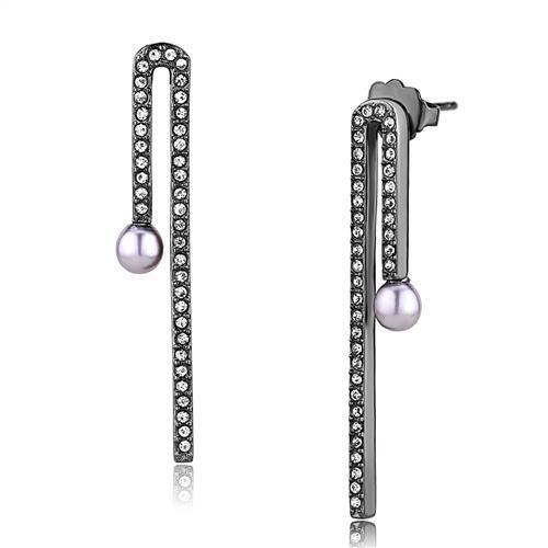 TK3161 - Stainless Steel Earrings IP Light Black  (IP Gun) Women Synthetic Light Amethyst