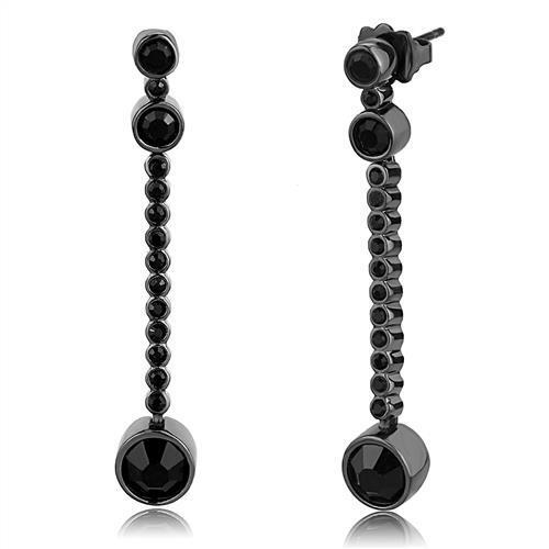 TK3162 - Stainless Steel Earrings IP Light Black  (IP Gun) Women Top Grade Crystal Jet