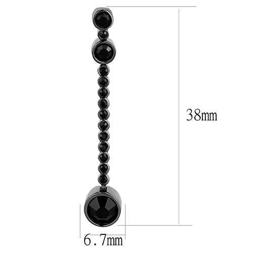 TK3162 - Stainless Steel Earrings IP Light Black  (IP Gun) Women Top Grade Crystal Jet