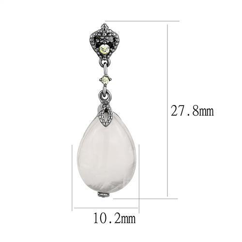 TK3163 - Stainless Steel Earrings IP Light Black  (IP Gun) Women Precious Stone Light Rose