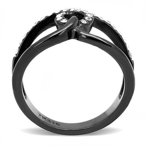 TK3166 - Stainless Steel Ring IP Black(Ion Plating) Women Top Grade Crystal Clear