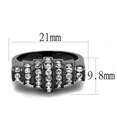 TK3167 - Stainless Steel Ring IP Black(Ion Plating) Women Top Grade Crystal Clear