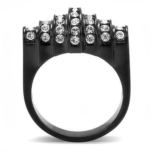 TK3167 - Stainless Steel Ring IP Black(Ion Plating) Women Top Grade Crystal Clear