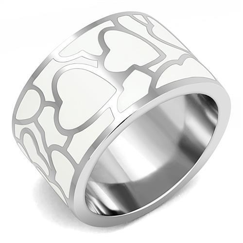 TK3172 - Stainless Steel Ring High polished (no plating) Women Epoxy White