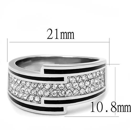 TK3174 - Stainless Steel Ring High polished (no plating) Women Top Grade Crystal Clear