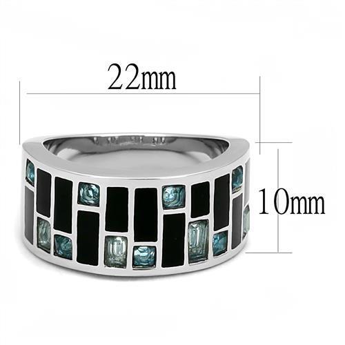 TK3175 - Stainless Steel Ring High polished (no plating) Women Synthetic Sea Blue